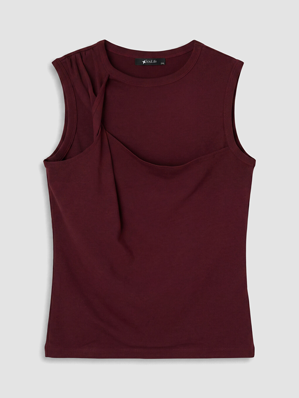 Bordo Bisiklet Yaka Büzgülü Bluz