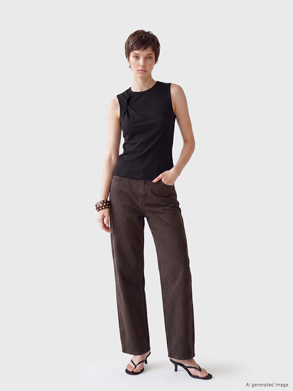 Bluza sa okruglim izrezom i naborima-1