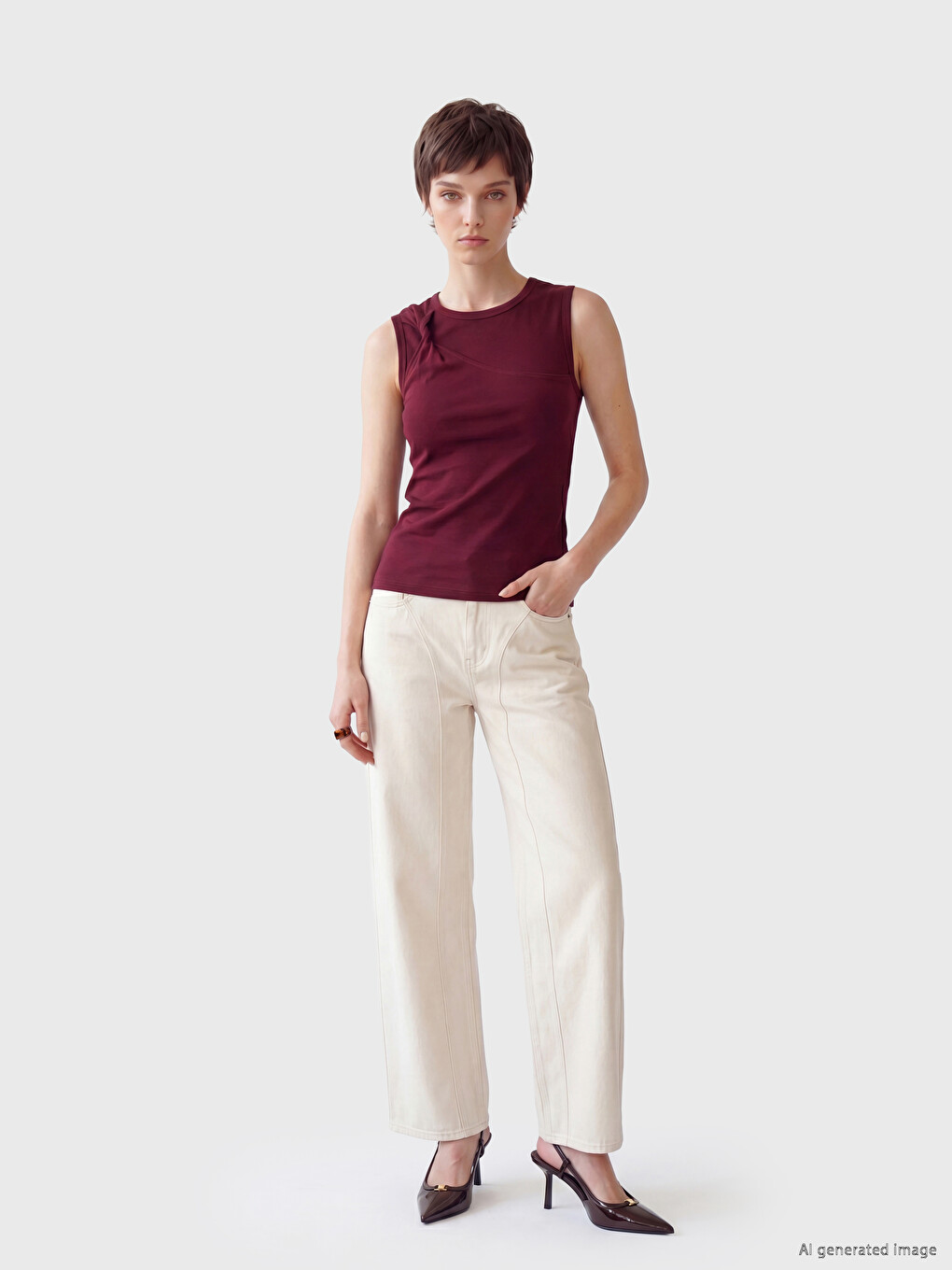 Bluza sa okruglim izrezom i naborima-1