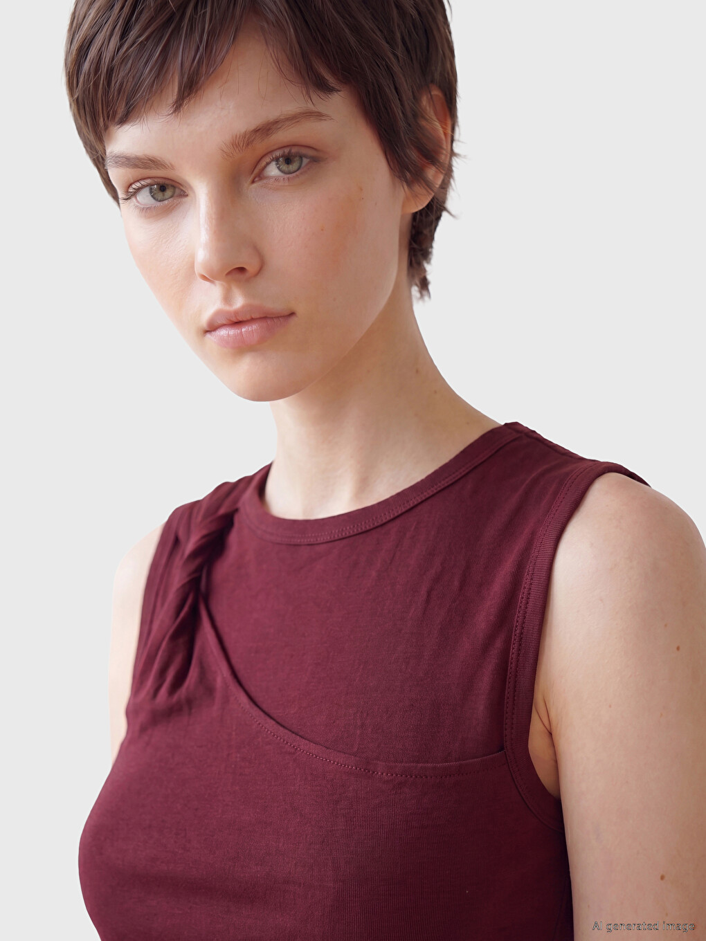 Bluza sa okruglim izrezom i naborima-2