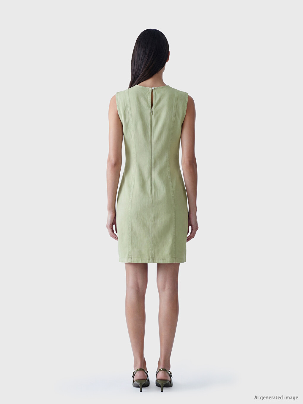Crew Neck Denim Dress-3