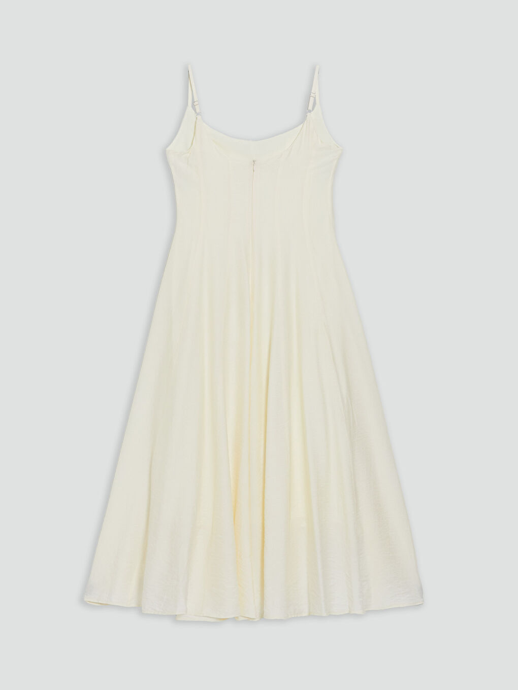 Sarı Kare Yaka İp Askılı Elbise-5