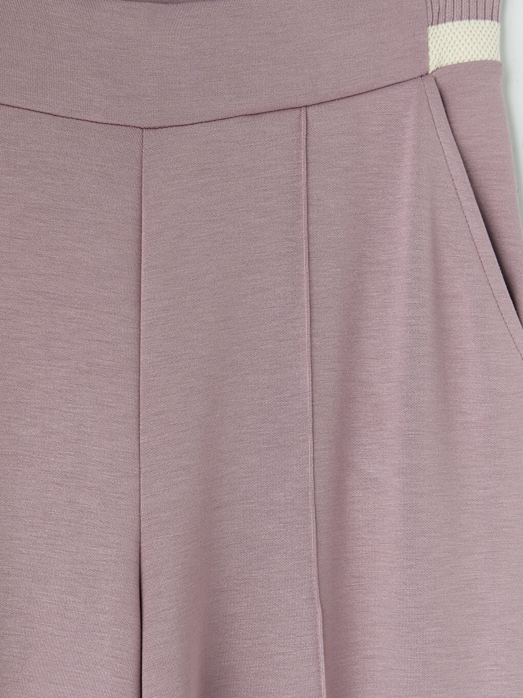 Pembe Beli Lastikli Soft Touch Kadın Eşofman Altı-2
