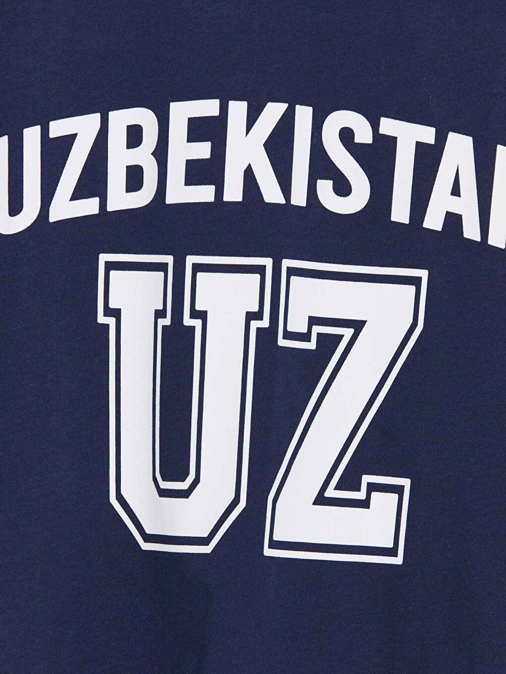 Lacivert Bisiklet Yaka Özbekistan Baskılı Kadın Tişört-2