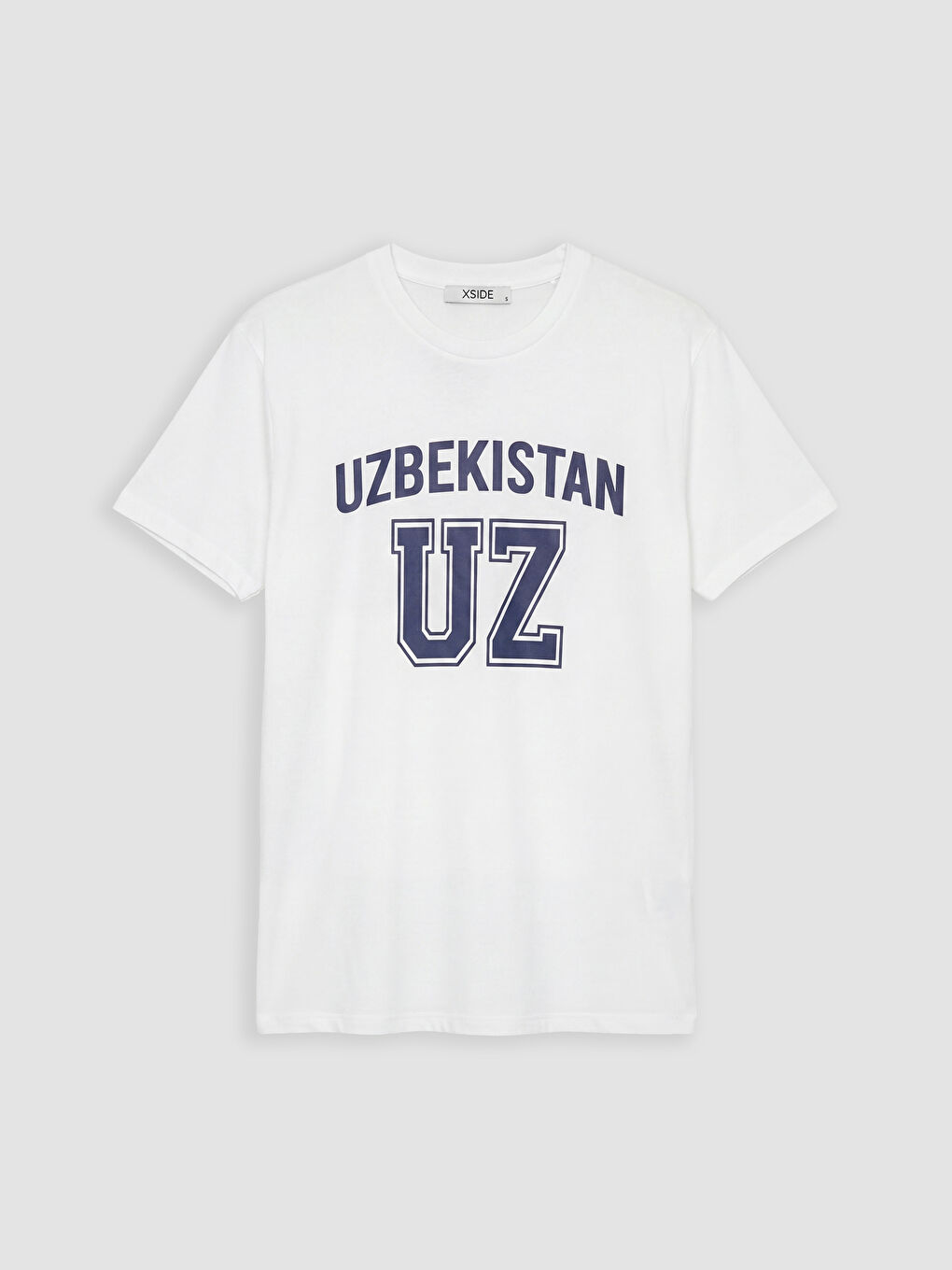 Beyaz Bisiklet Yaka Özbekistan Baskılı Kadın Tişört