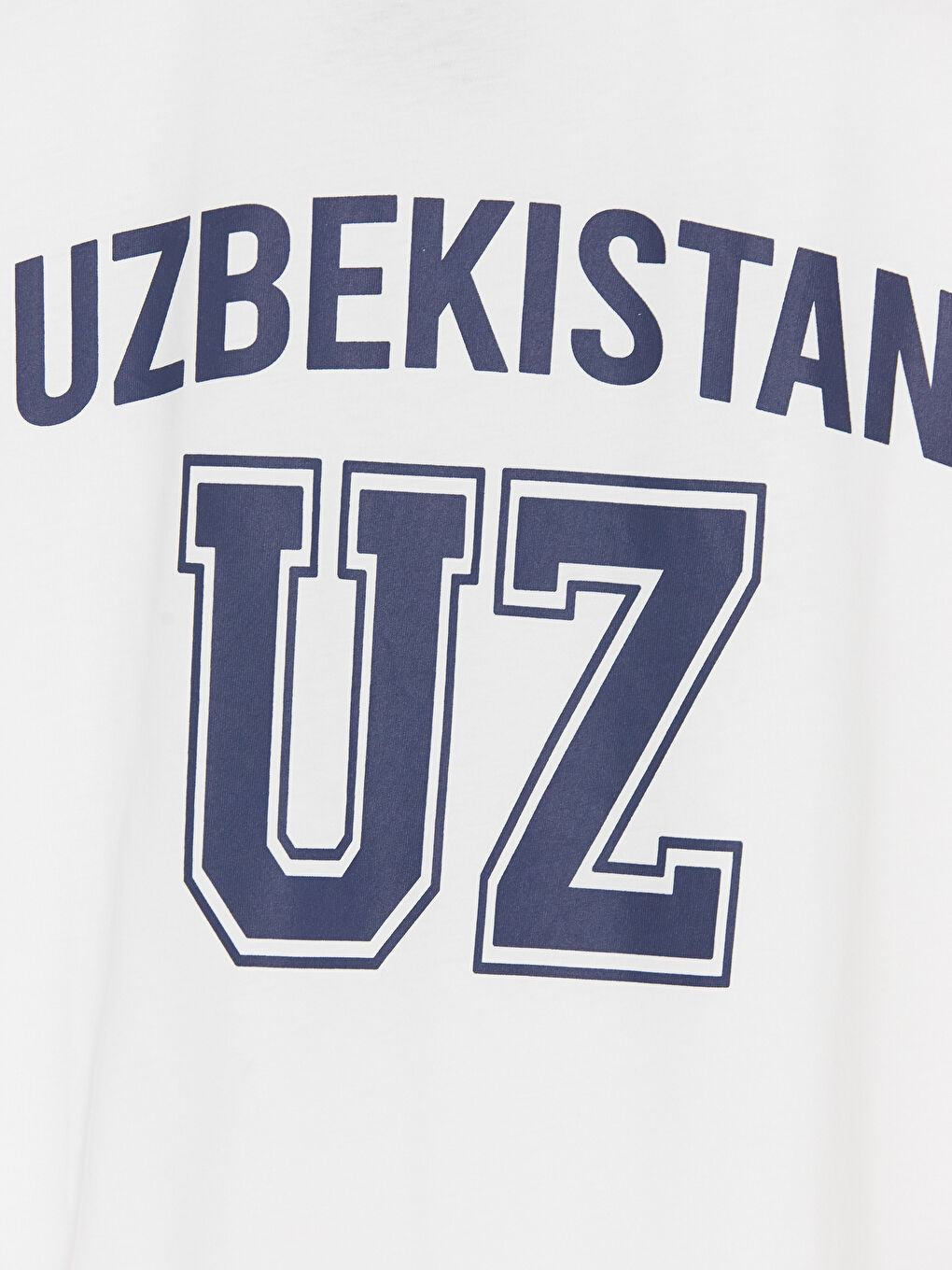 Beyaz Bisiklet Yaka Özbekistan Baskılı Kadın Tişört-2