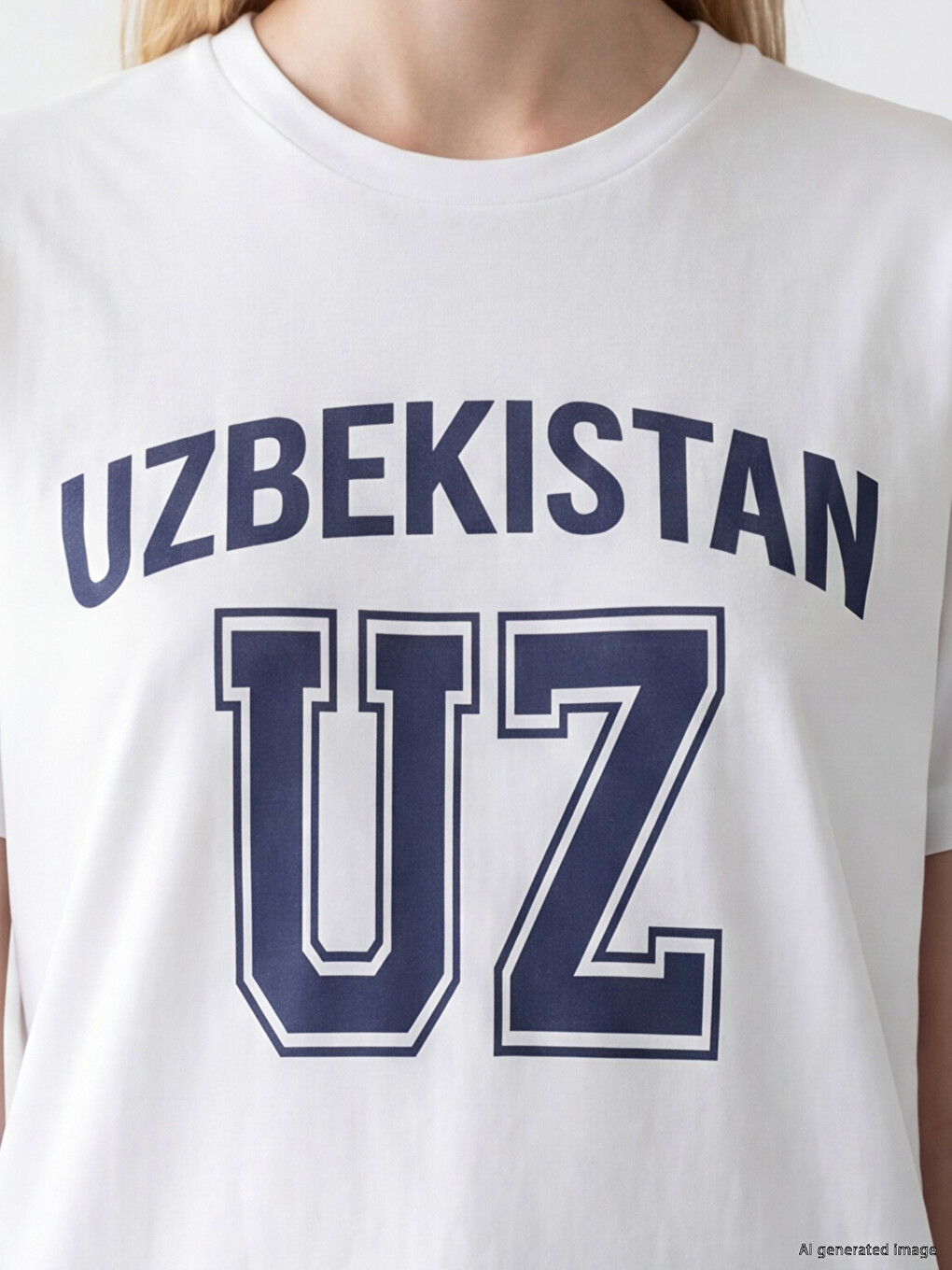 Ženska majica sa okruglim izrezom i printom Uzbekistan-2