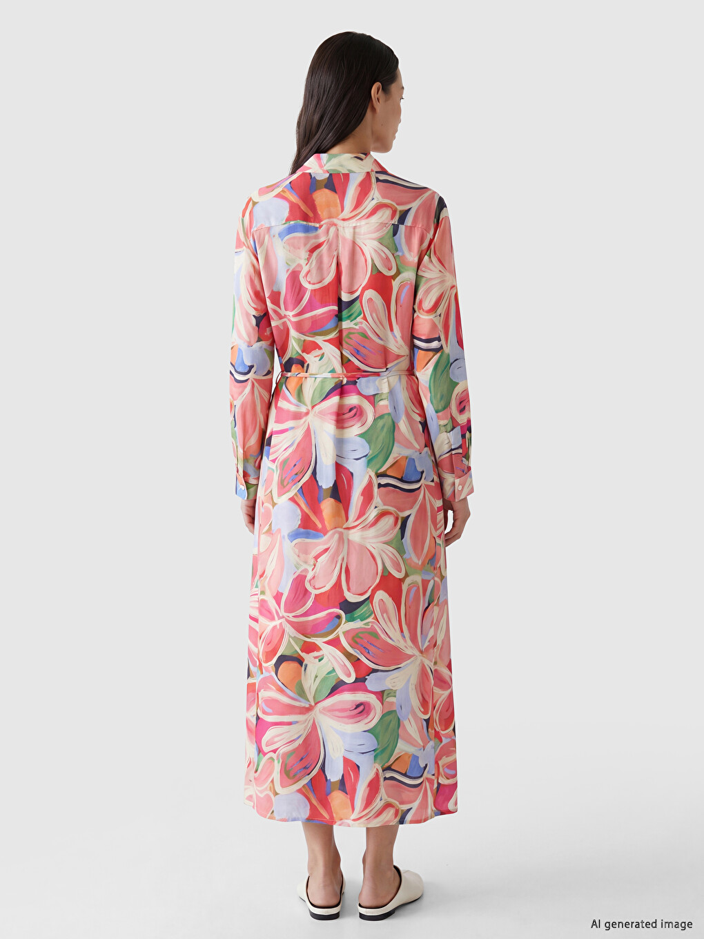 Floral Sash Shirt Dress-3