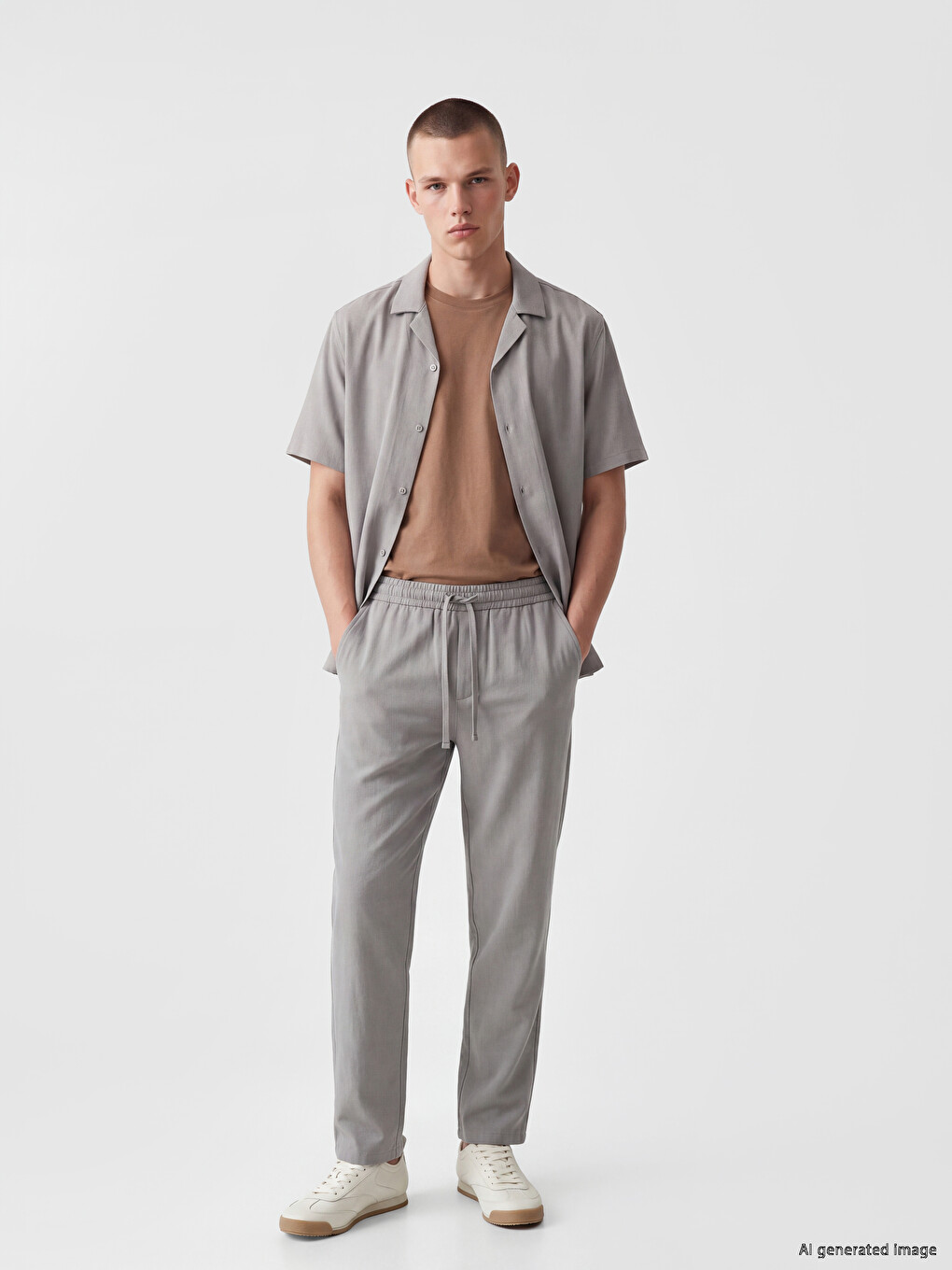 Relaxed Fit Linen-look Men's Trousers