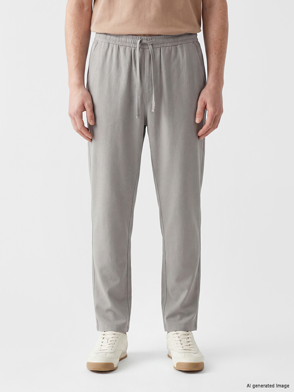 Relaxed Fit Linen-look Men's Trousers-1