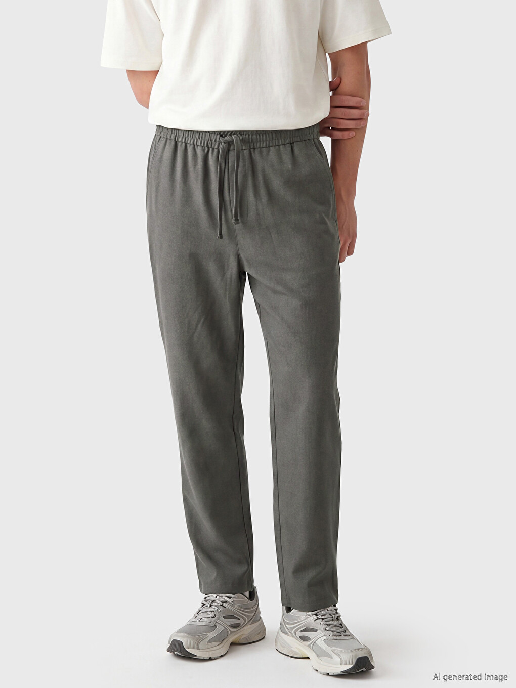 Relaxed Fit Linen-look Men's Trousers-1