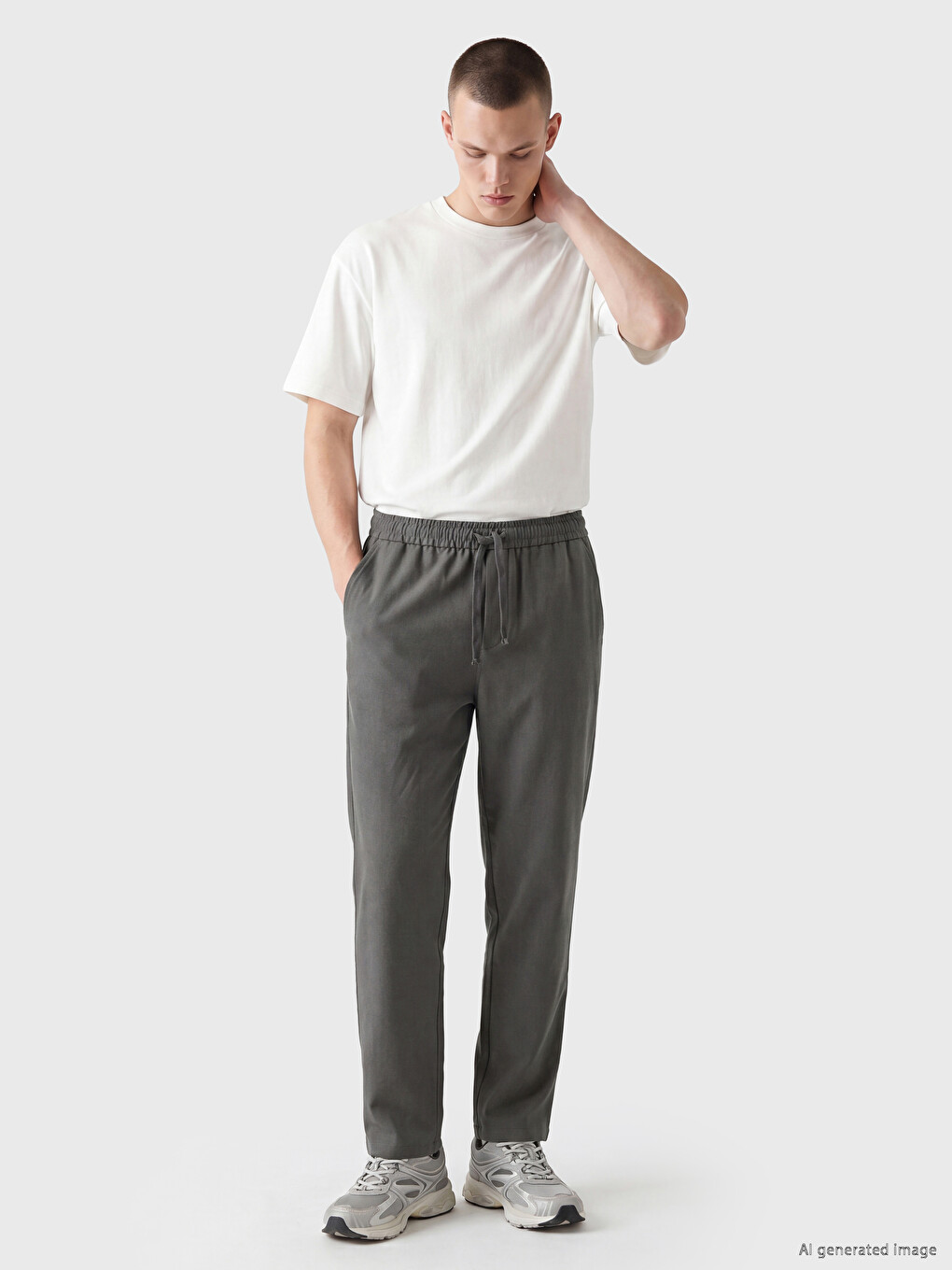 Relaxed Fit Linen-look Men's Trousers