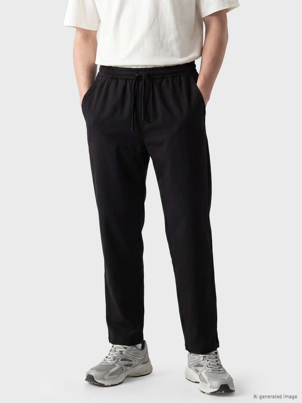 Relaxed Fit Linen-look Men's Trousers-1