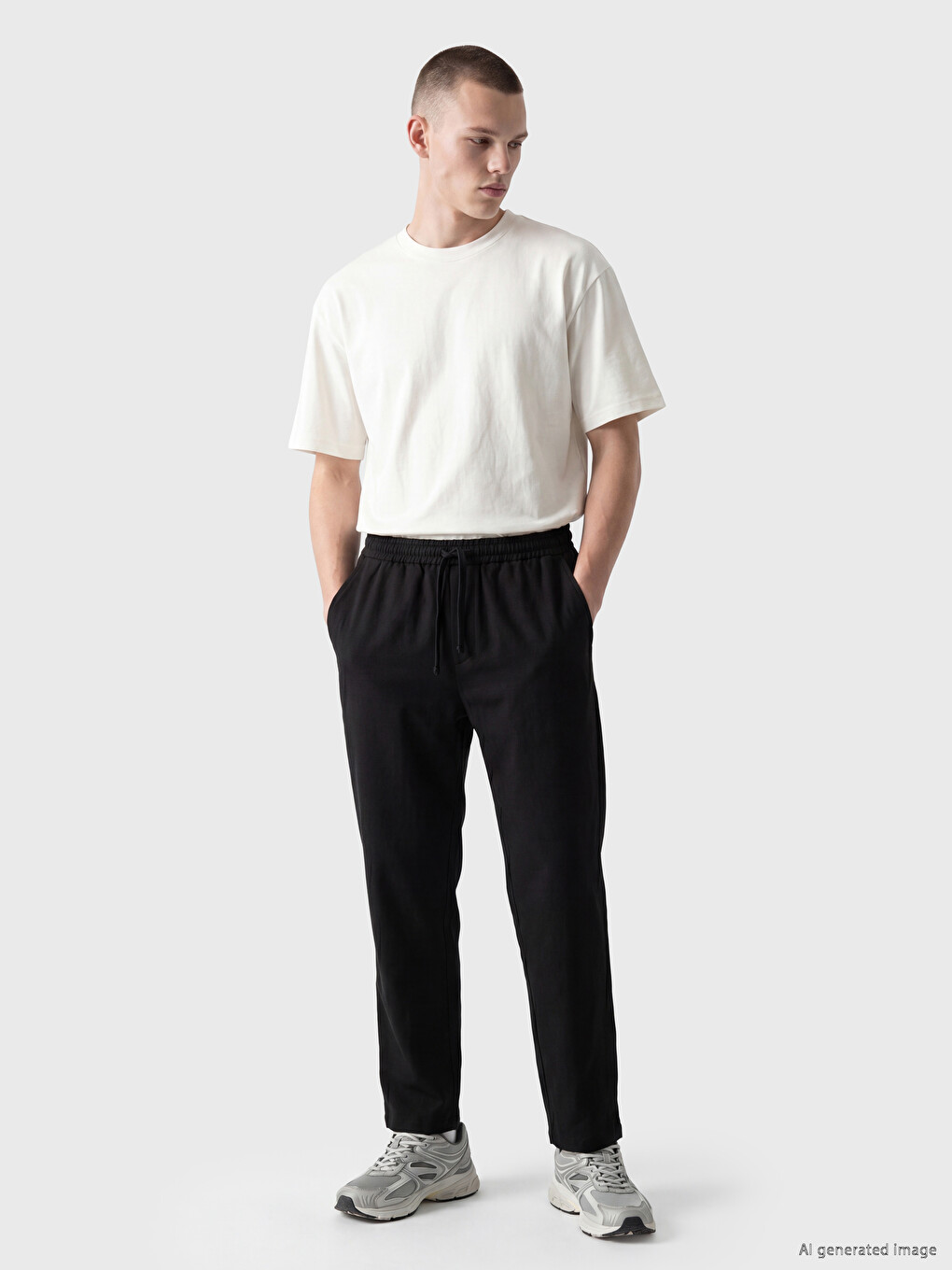 Relaxed Fit Linen-look Men's Trousers