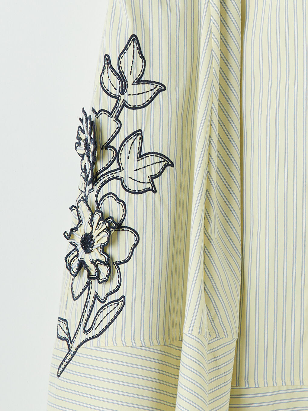 Sarı Beli Lastikli Çiçekli Kloş Etek-3