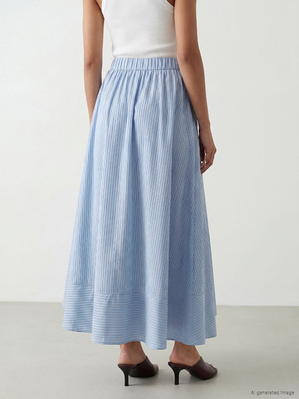 Elastic Waist Floral Flared Skirt-3