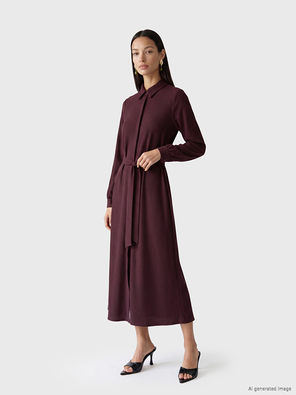 Striped Sash Shirt Dress