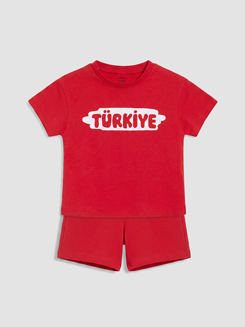Kırmızı Türkiye Baskılı Erkek Bebek Şortlu Takım-2