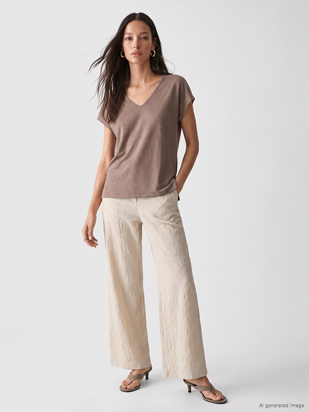 V Neck Women's T-shirt-1