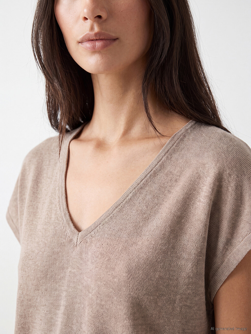 V Neck Women's T-shirt-2
