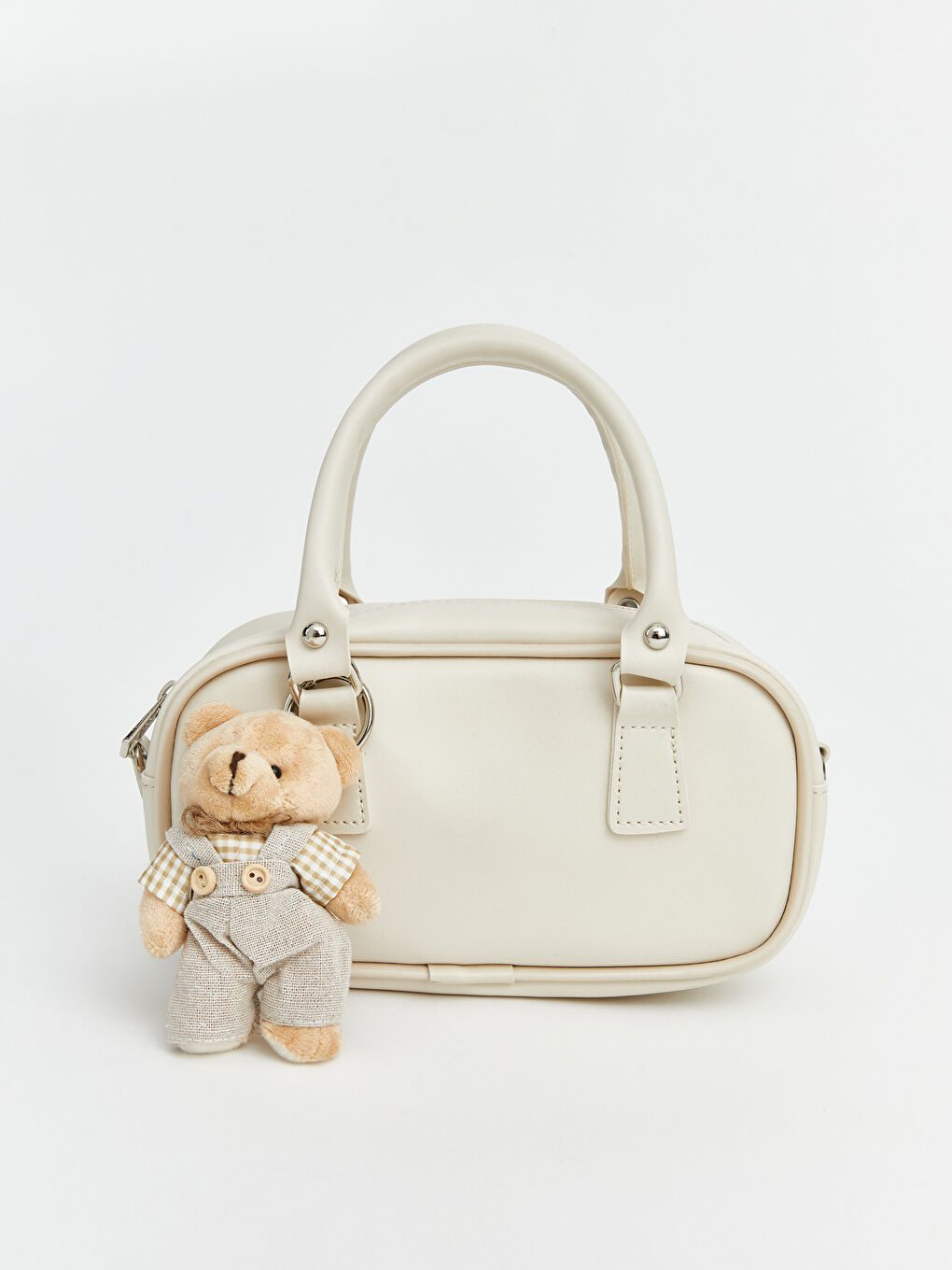Ekru Ayı Figürlü Aksesuarlı Kız Çocuk Omuz Çantası-1
