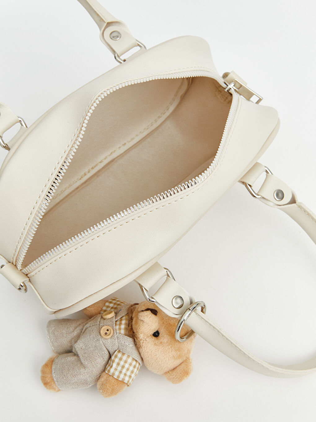 Ekru Ayı Figürlü Aksesuarlı Kız Çocuk Omuz Çantası-2