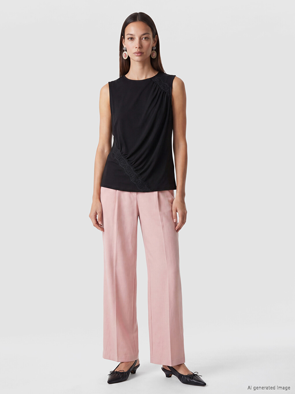 Lace Detailed Ruched Blouse-1