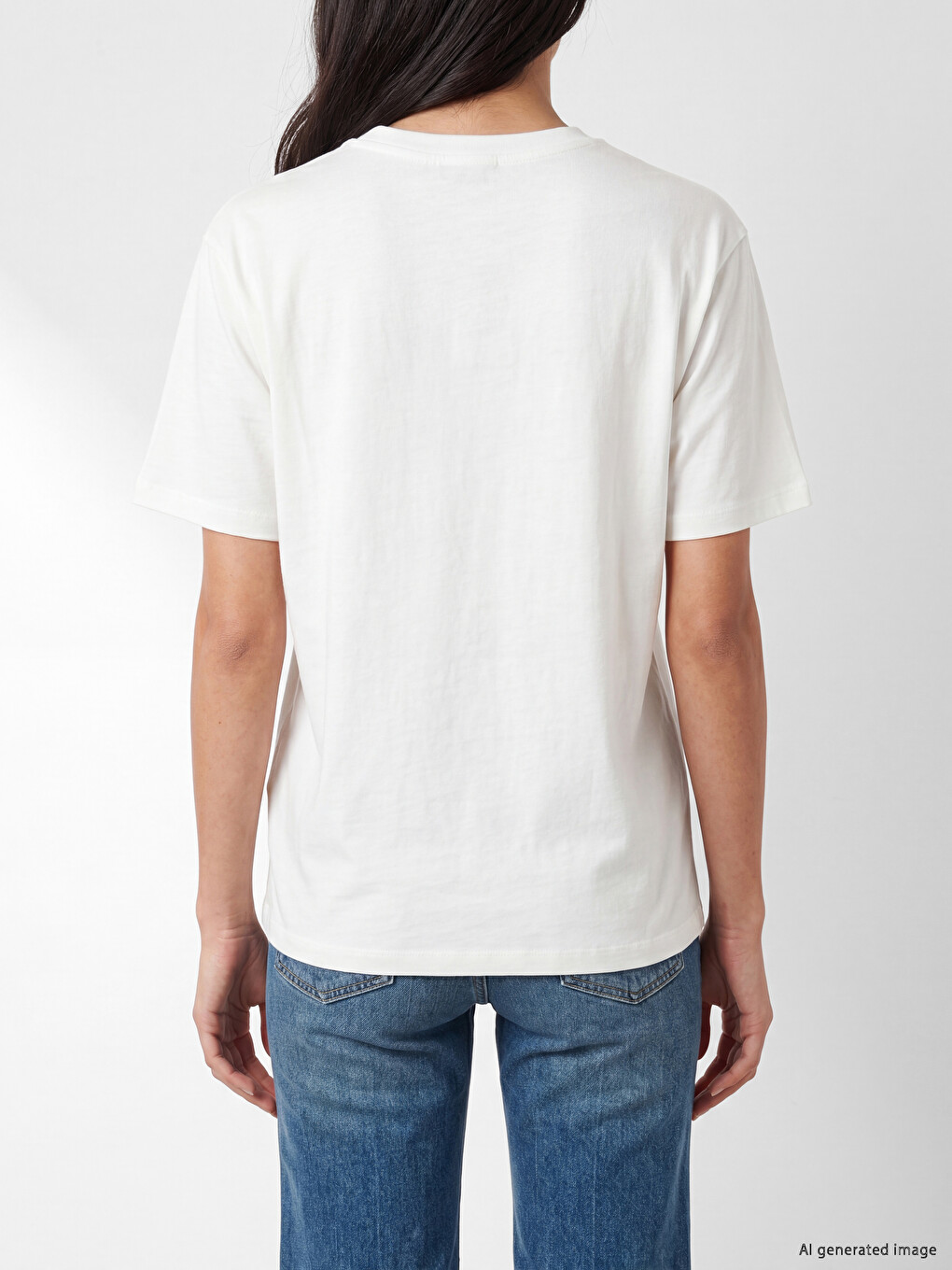 Beyaz Baskılı %100 Pamuklu Oversize Kadın Tişört-3