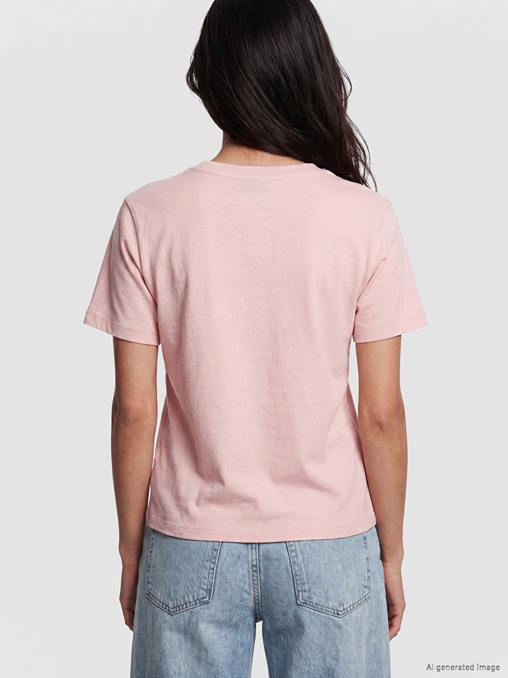 Pembe Dantel Cepli %100 Pamuklu Kadın Tişört-3