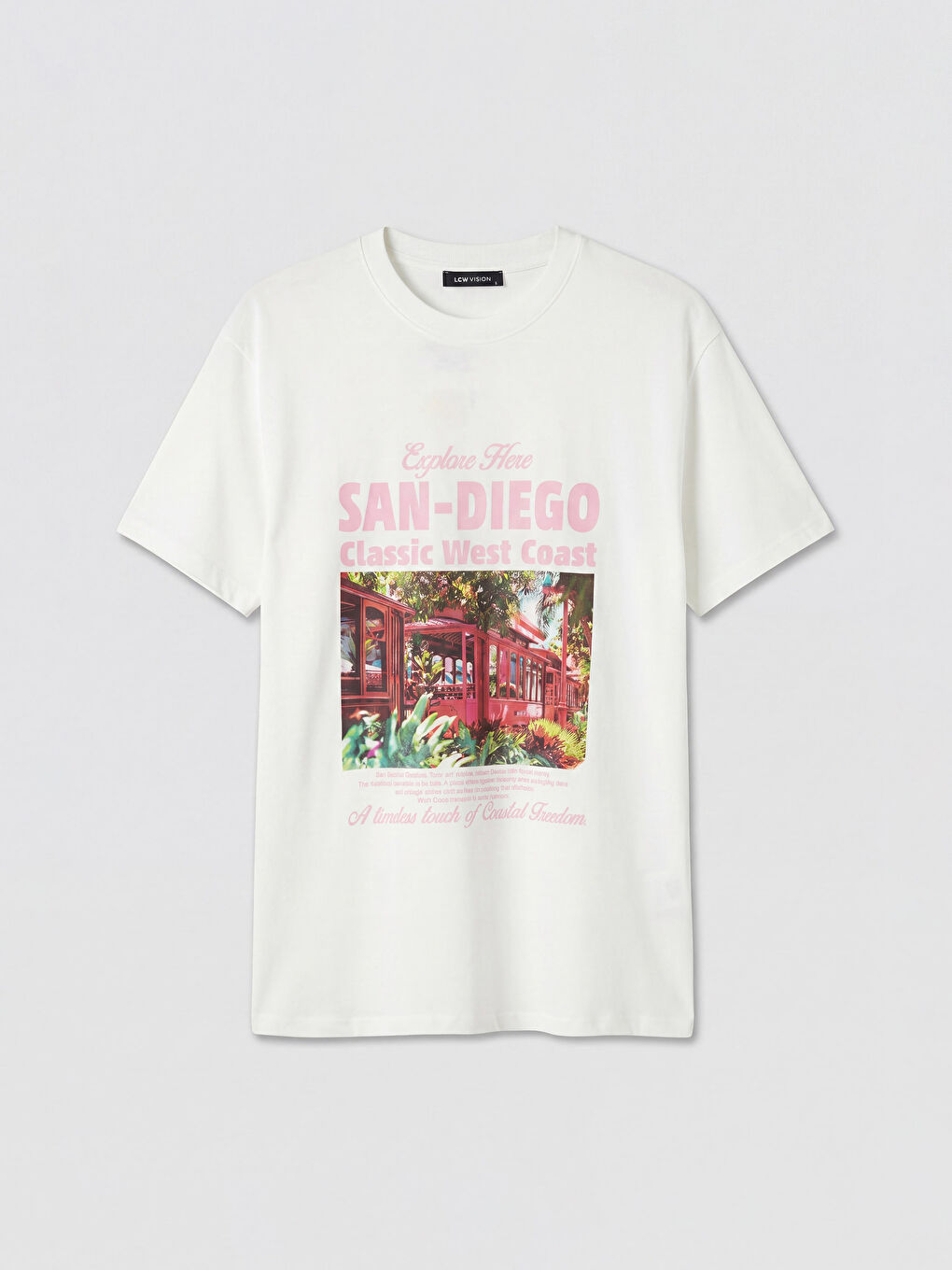Beyaz San Diego Baskılı Kadın Tişört