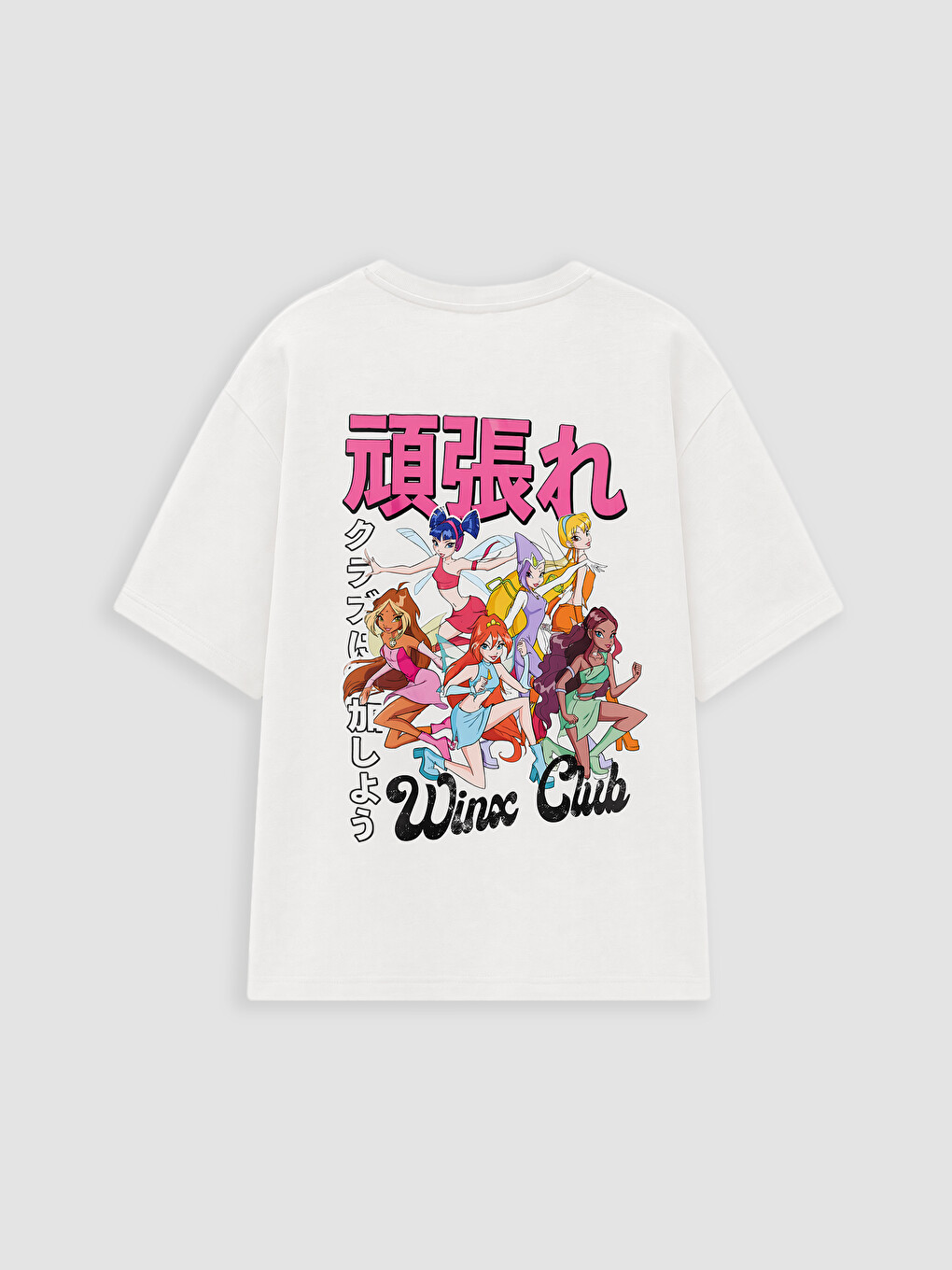 Beyaz Winx Club Lisanslı Bisiklet Yaka Kız Çocuk Tişört-2