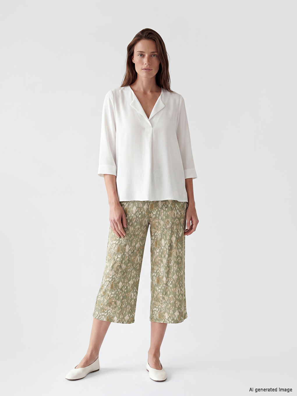 Elastic Waist Printed Women's Capri