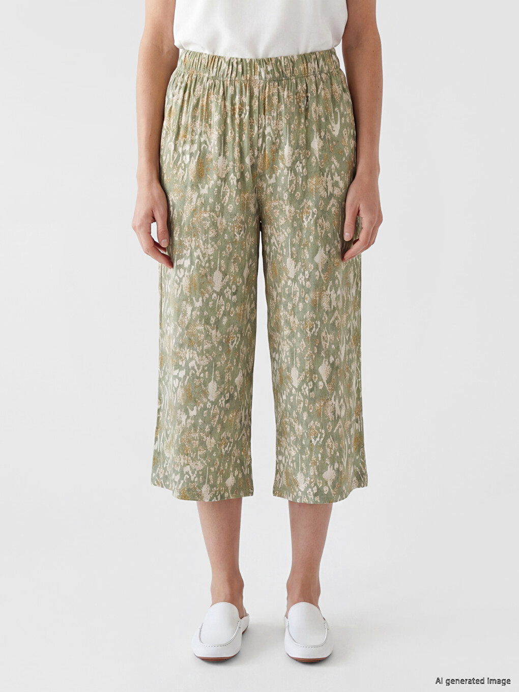 Elastic Waist Printed Women's Capri-1