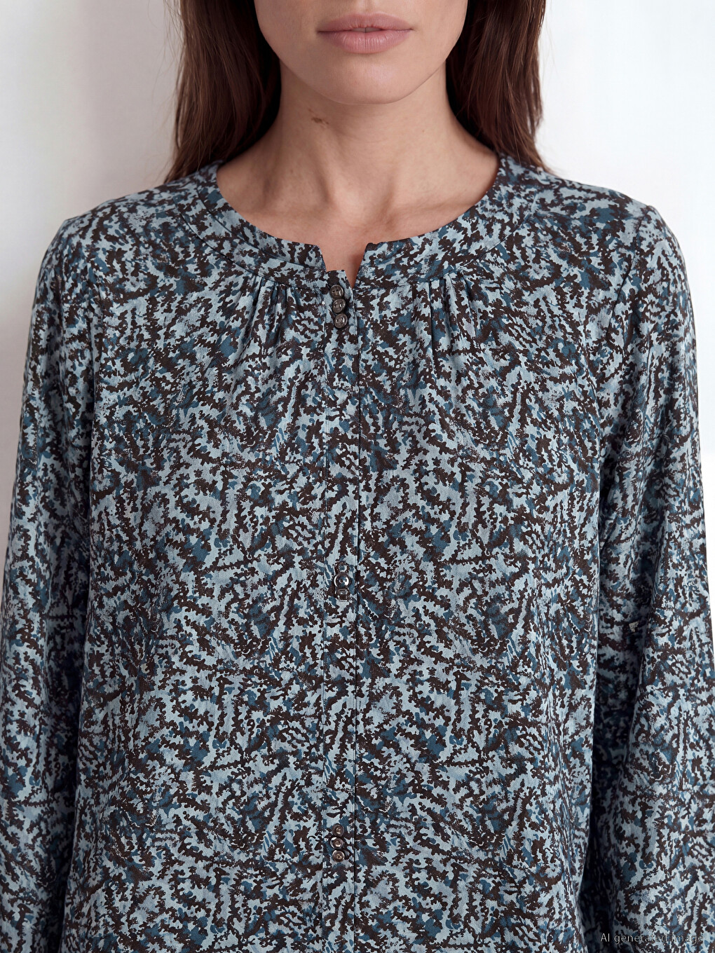 Crew Neck Patterned Blouse-2