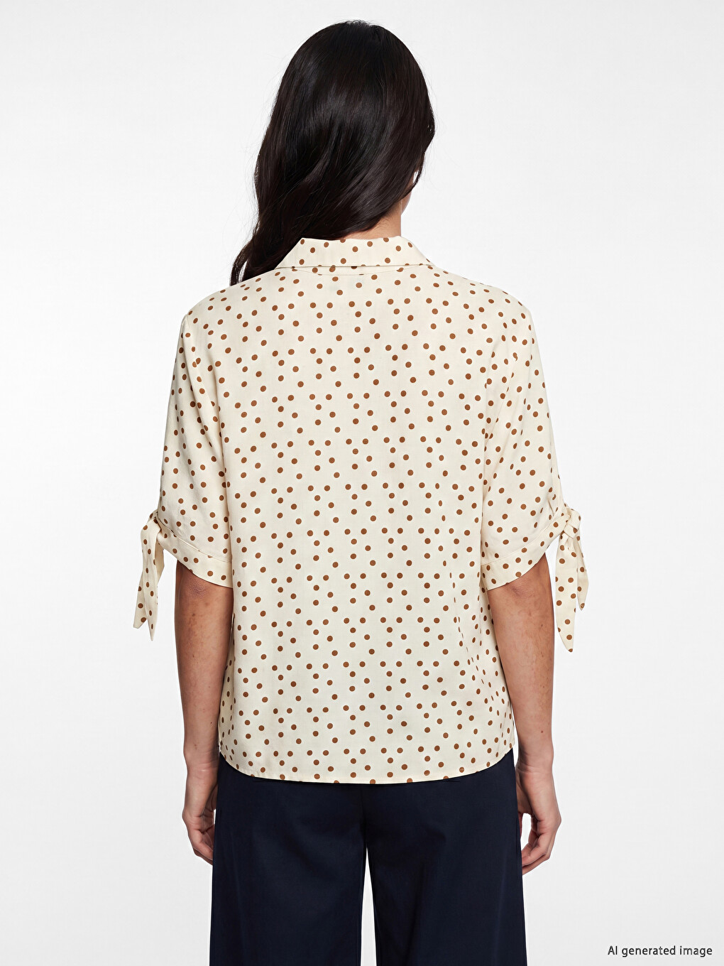 Polka Dot Linen Blend Women's Shirt-3