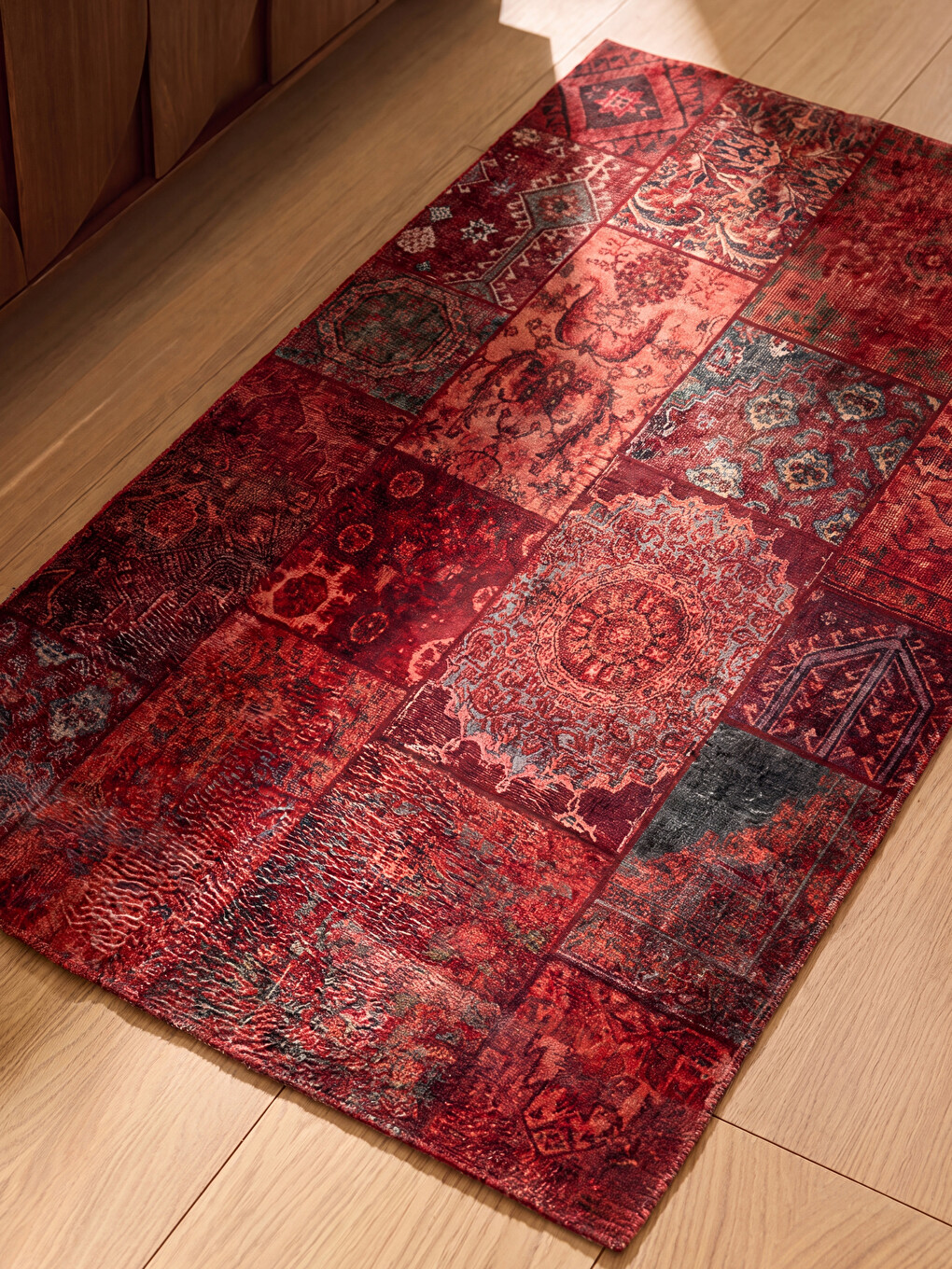 Tapis Rectangulaire Patchwork À Motifs Ethniques 80x150 Cm