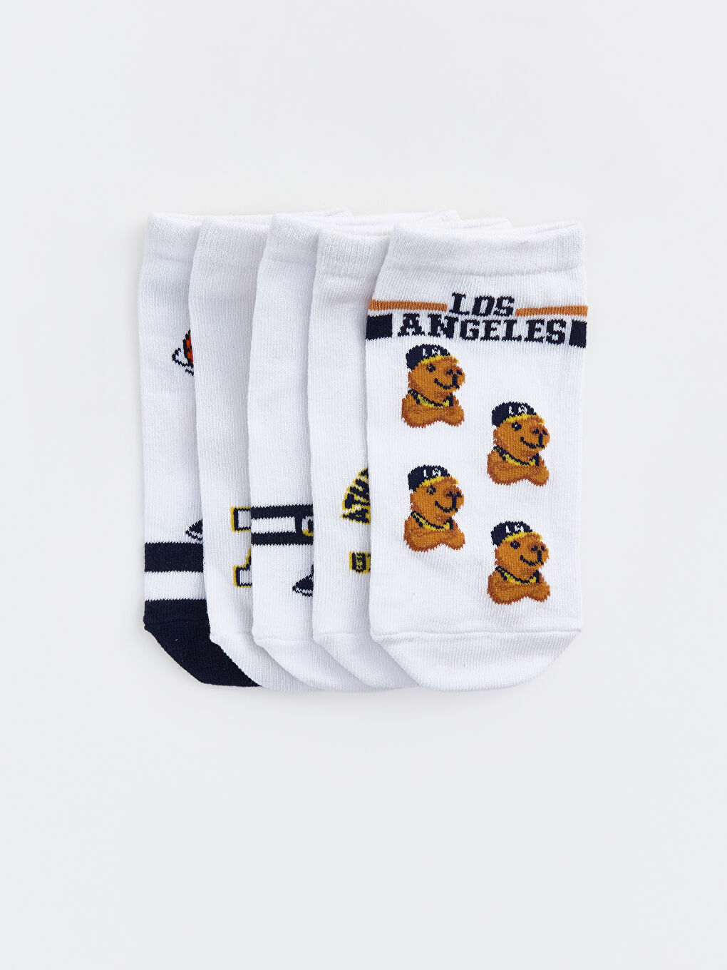 Karışık Desenli Erkek Çocuk Patik Çorap 5'li