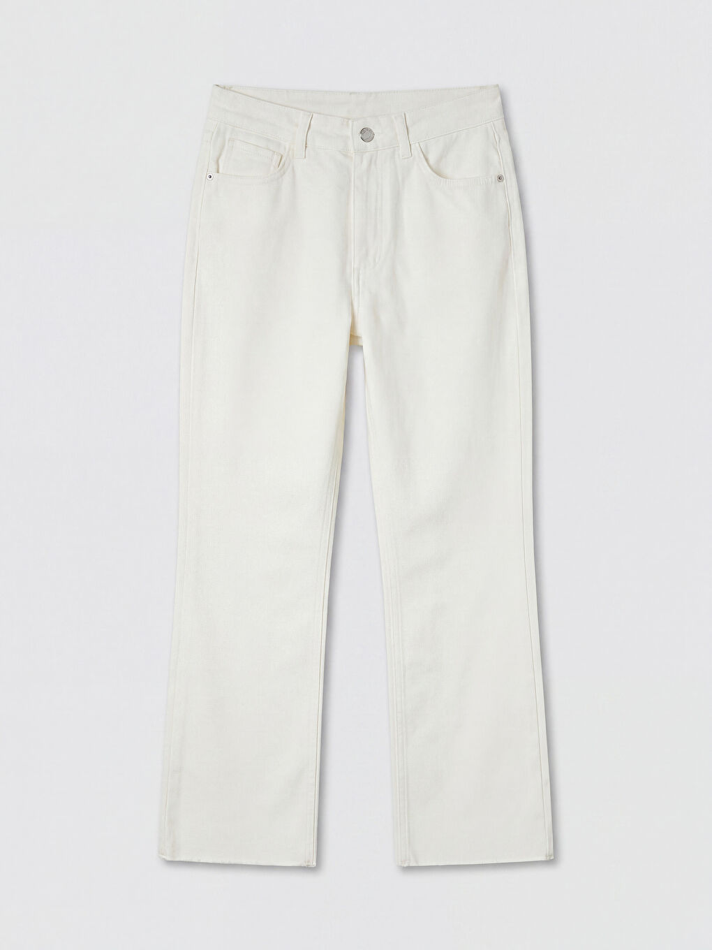 Beyaz Crop Flare Kadın Jean Pantolon