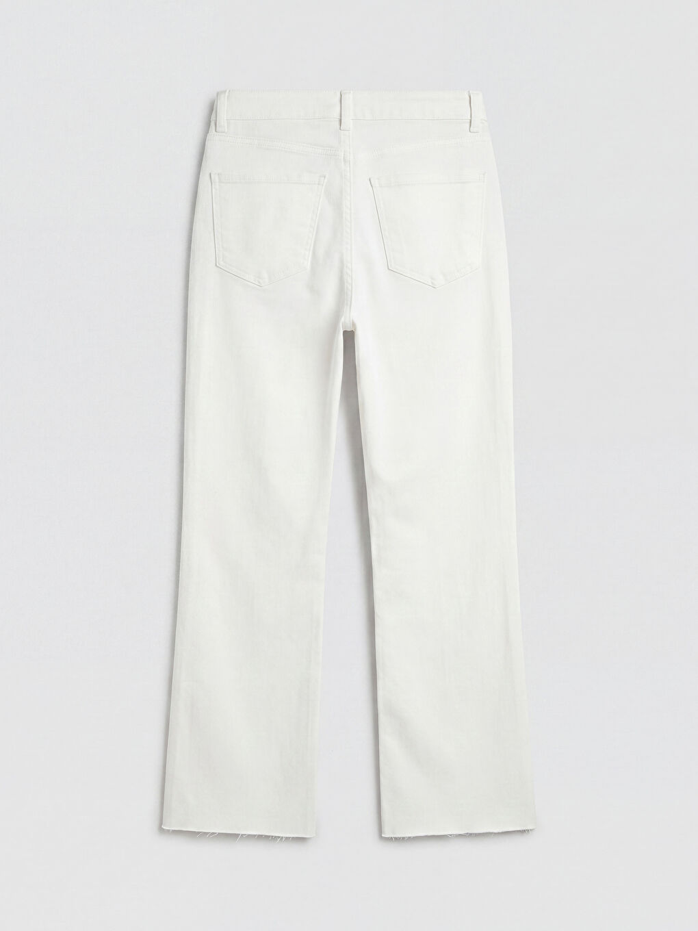Beyaz Crop Flare Kadın Jean Pantolon-1
