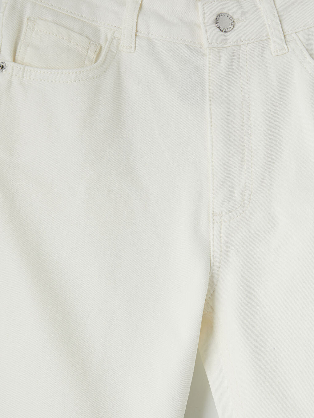 Beyaz Crop Flare Kadın Jean Pantolon-2