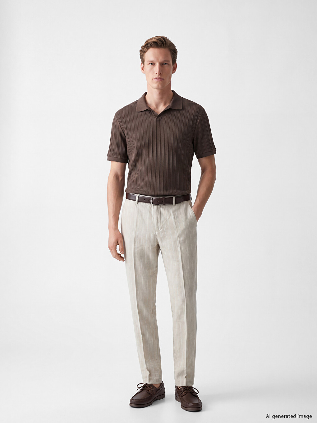 Regular Fit 100% Lanene Prugaste Muške pantalone