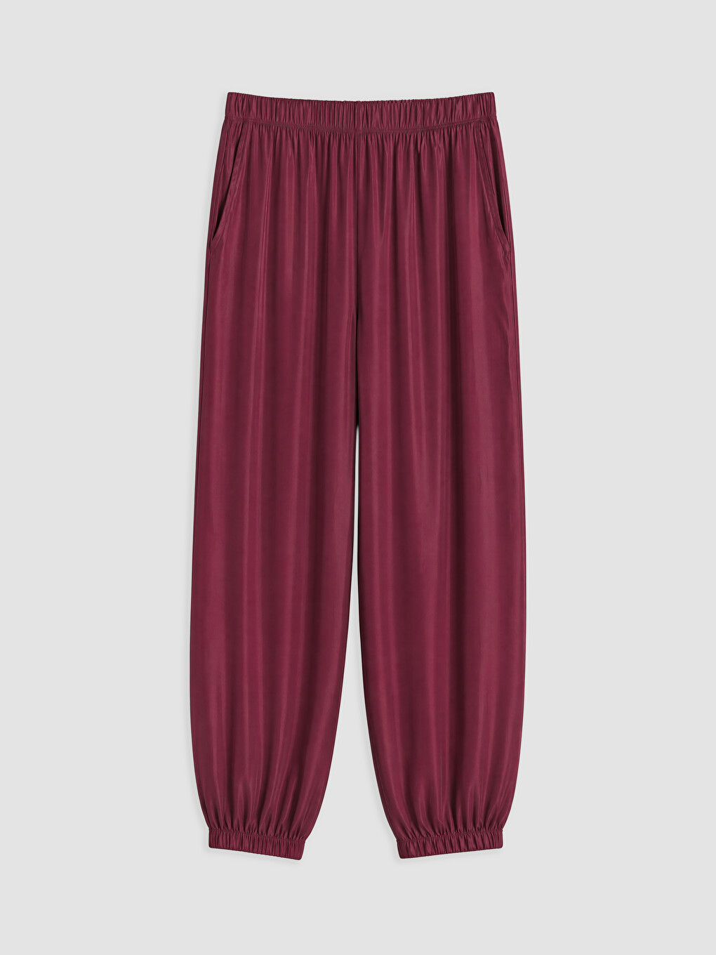 Bordo Beli Lastikli Kadın Jogger Pantolon-4