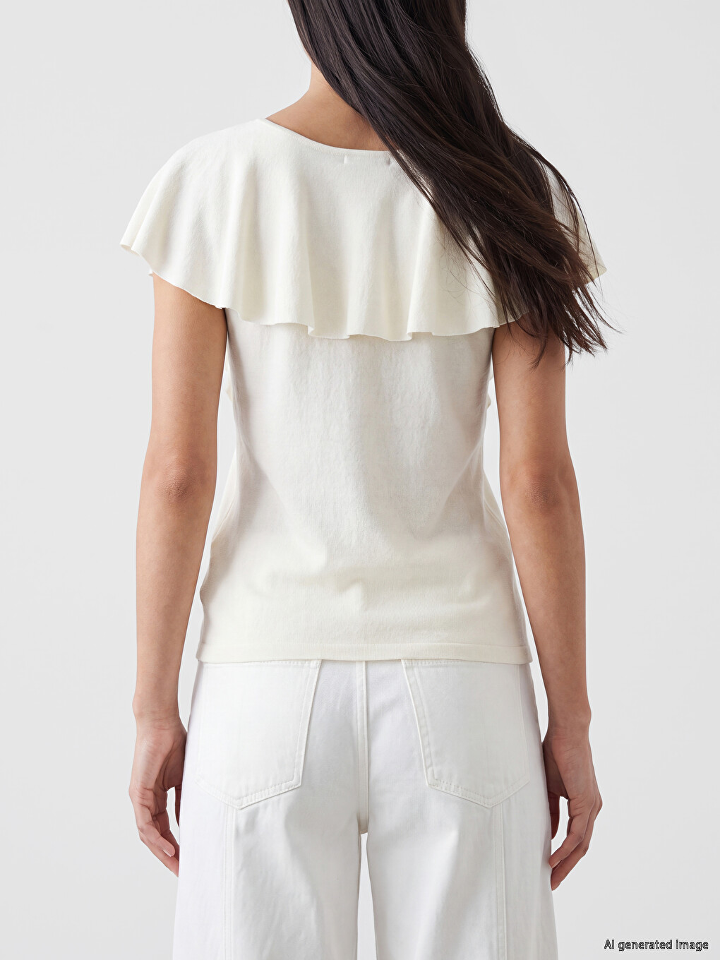 Blouse À Volants Brodée À Encolure En V-3