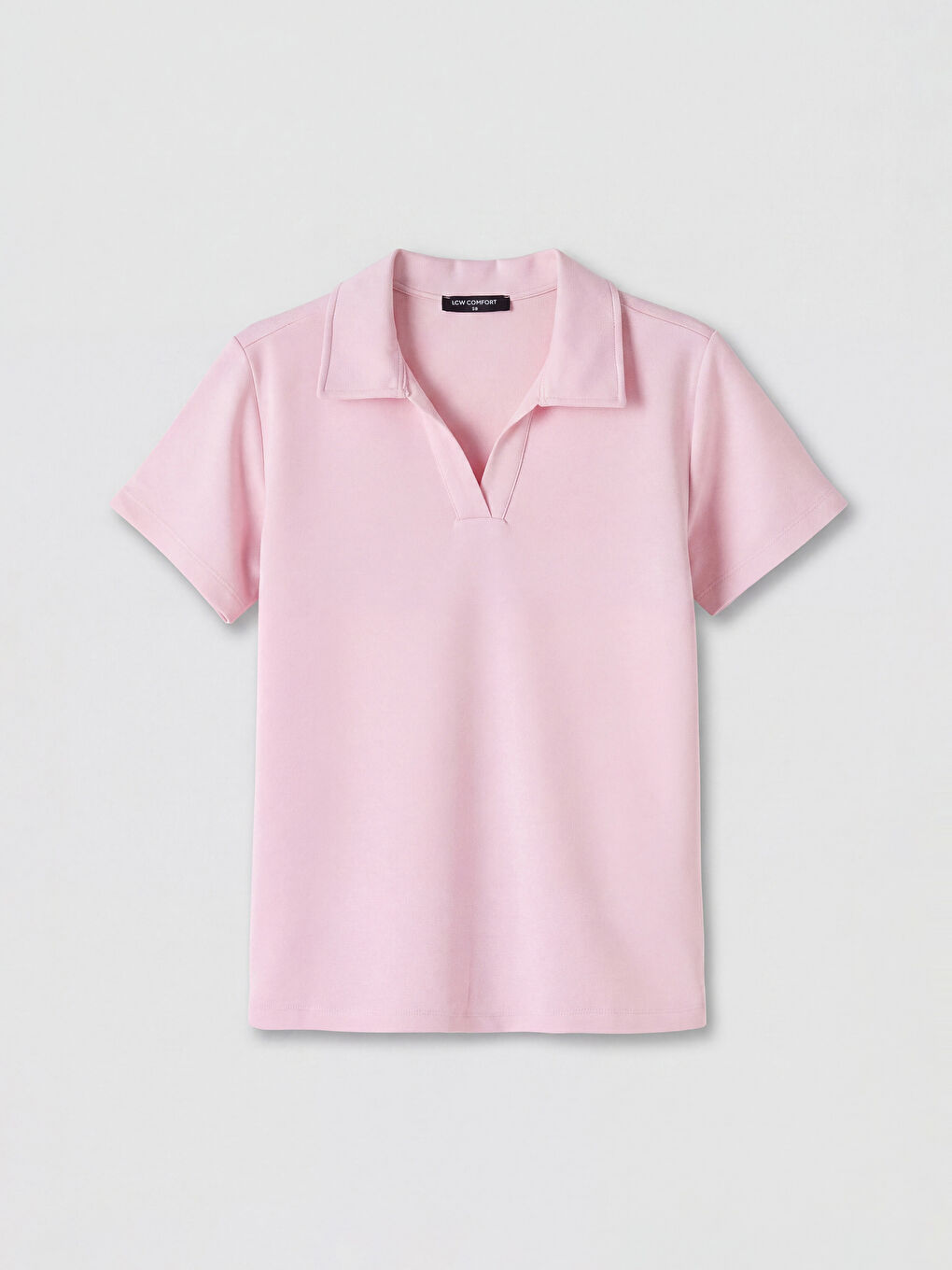 Pembe Polo Yaka Soft Touch Kadın Tişört