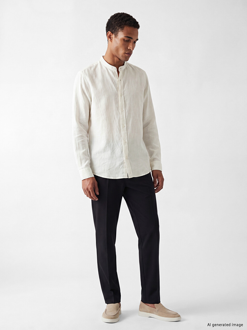 Regular Fit Grandad Collar Men's Shirt-1