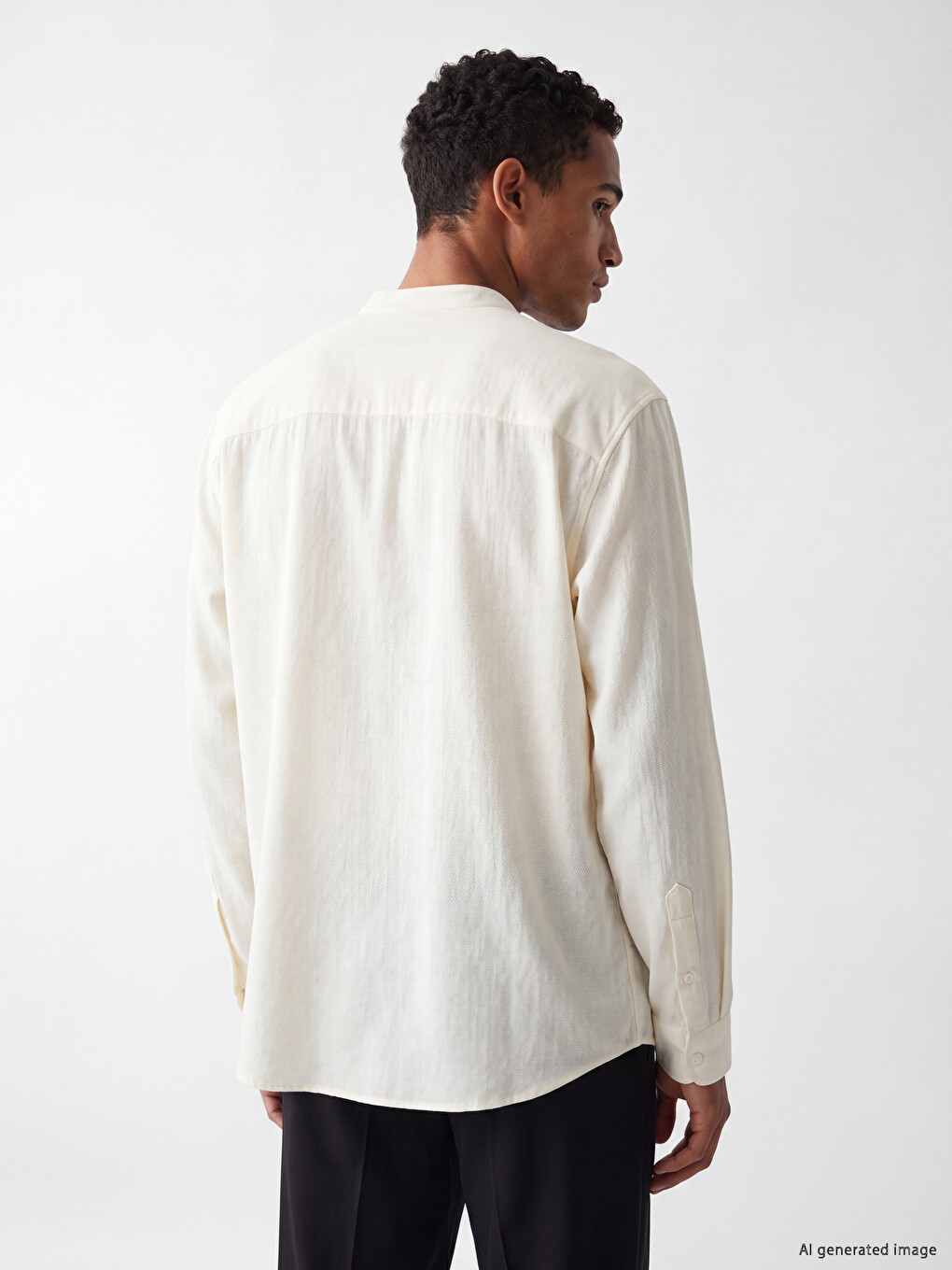 Regular Fit Grandad Collar Men's Shirt-3