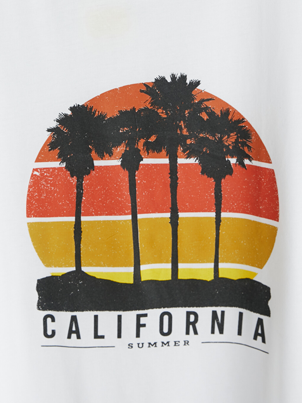 Beyaz Bisiklet Yaka California Baskılı Erkek Kolsuz Tişört-2