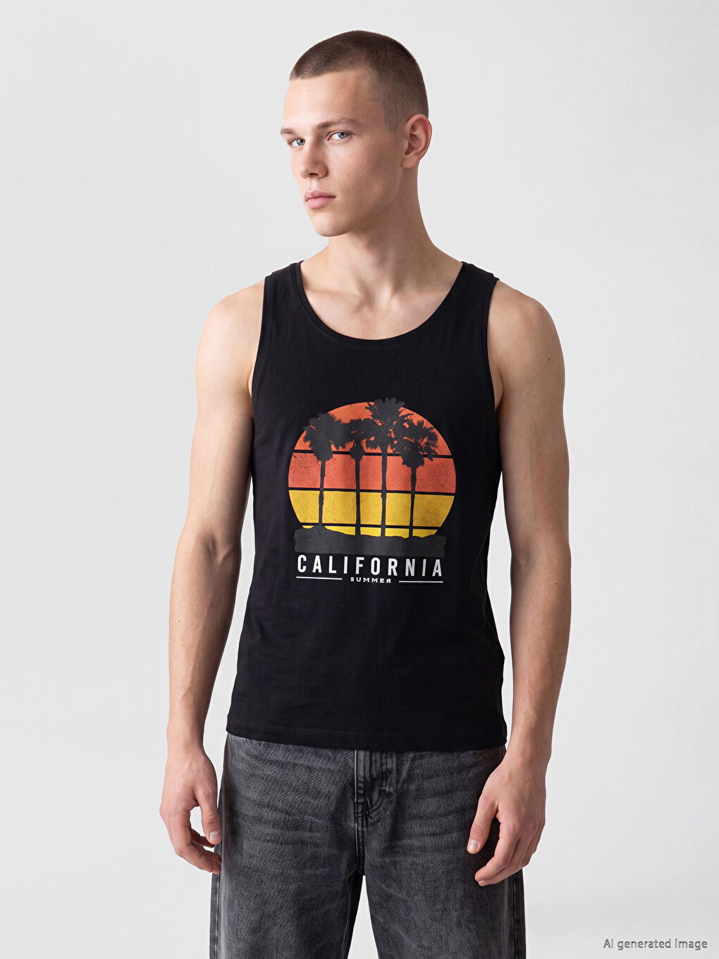 Crew Neck California Printed Men's Sleeveless T-shirt