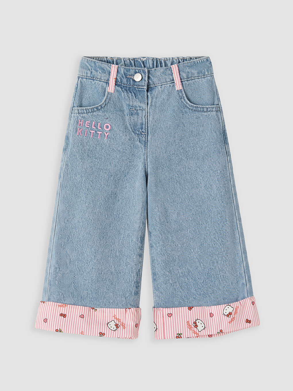 Mavi Hello Kitty Baskılı Kız Çocuk Jean Pantolon