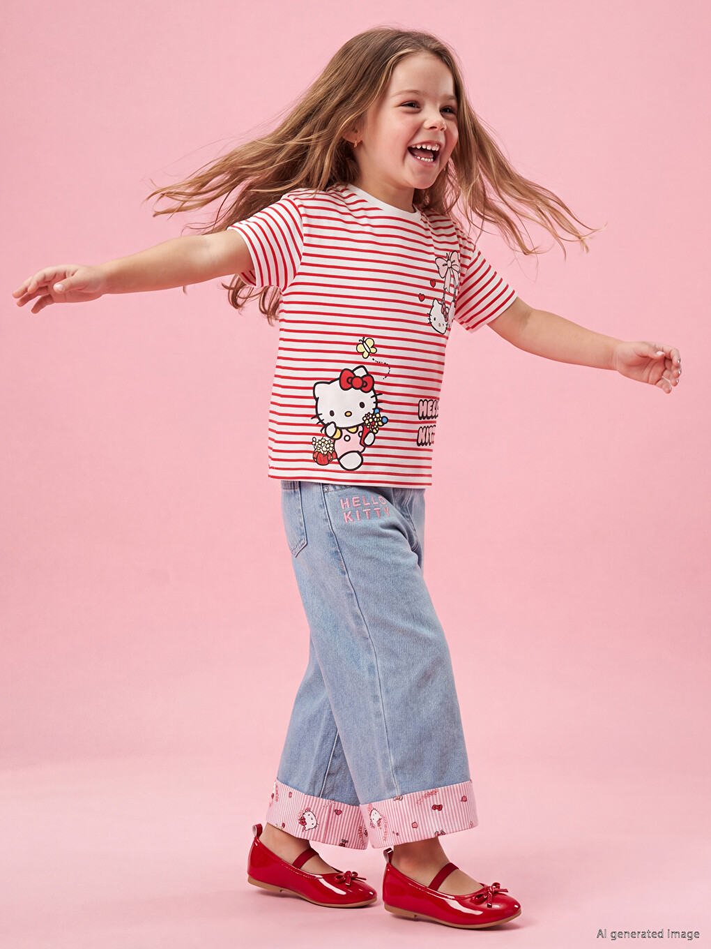 Wideleg Hello Kitty Girls' Jeans-1